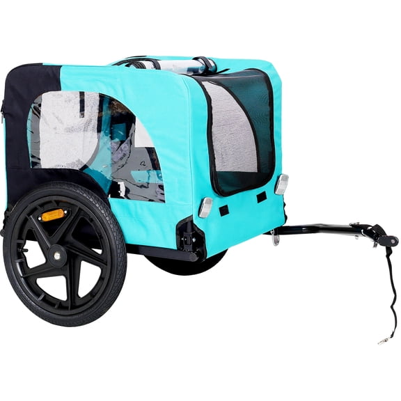 Trilenars Pet Bike Trailer, Foldable Small & Medium Sized Dogs Bicycle Carrier With Internal Belts, Anti Slip Floor, Trailer Pull Rods And Hooks, 16 Inch Wheels For Camping