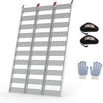 Trilenars Ramps for Pickup Trucks,Aluminum ATV Ramps 1500 LBS Capacity,Tri-Fold Motorcycle Powersports Loading Ramps with Load Straps for ATV/UTV,Tractors,Aluminum color