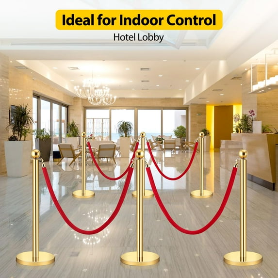 Trilenars Red Carpet Poles for Red Carpets, Theaters, Parties, Weddings, and Exhibitions, Crowd Control Pillars with Velvet Ropes, and Crowd Control Barriers