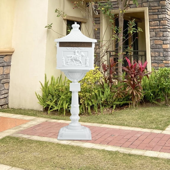 Trilenars Retro Mailbox, Cast Aluminum Large Security Postal Box, Bronze Rustproof Locking Postbox With Keys, Mid-Century Heavy Duty Letter Box For Outdoor