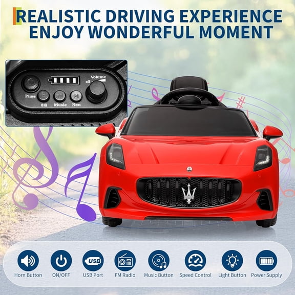 Trilenars Ride On Car,12V Battery PoweRed Motorized Car with Remote Control, Spring Suspension, Double Doors, Bright Lights, 4 Wheel Electric Vehicle for Ages 3+,Red