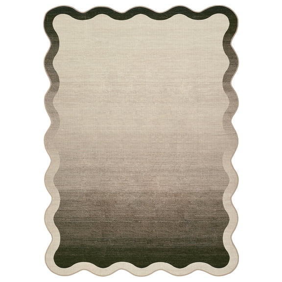 Trilenars Scalloped Ombre Washable Kitchen Runner Rug – Ultra Soft, Thin, Non-Slip Modern Carpet – Mark Resistant, Collapsible Floor Mat for Bedroom,Hallway, Office