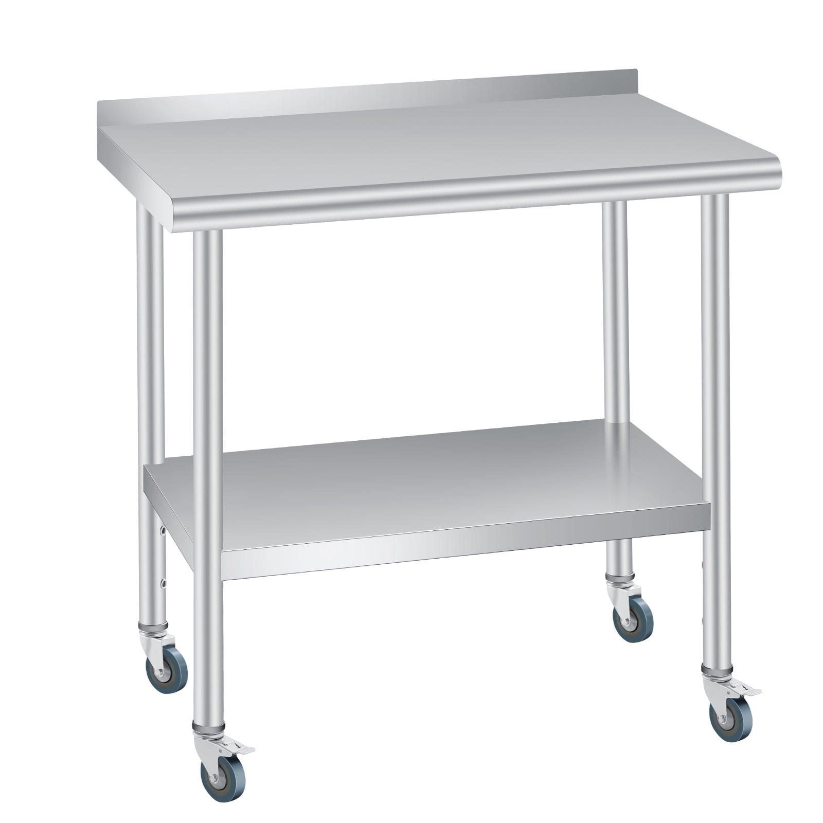 Trilenars  Stainless Steel Table,Heavy Duty Commercial Work & Prep Table with Adjustable Undershelf,  Backsplash for Restaurant Kitchen Bar