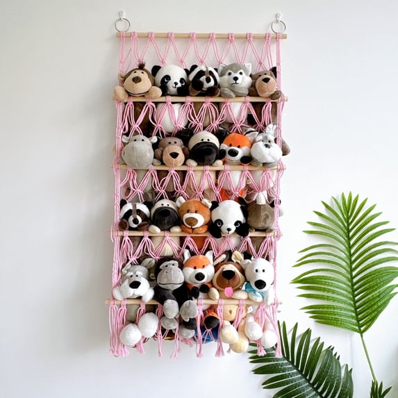 Trilenars Stuffed Animal Storage Hammock Stuffed Animal Net With Hanging Ring Storage Hanging Toy Organizer Hammock Handmade Toy Organizer For Children's Room Nursery