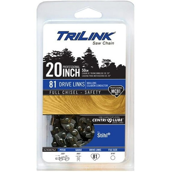 Trilink Saw Chain CL76381TL2 Full Chisel Chain - 0.063 in. - 81 Drive Links