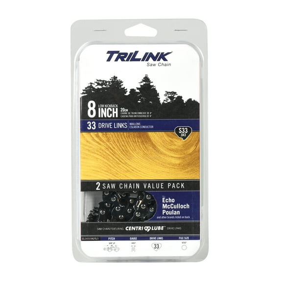 Trilink Saw Chain S33.043 - 8" 2 Pack Replacement Chain for Chainsaw, 33 Drive Links, .043" Gauge, New