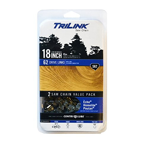 Trilink Saw Chain S62 - 18" 2 Pack Replacement Chain; 52 Drive Links