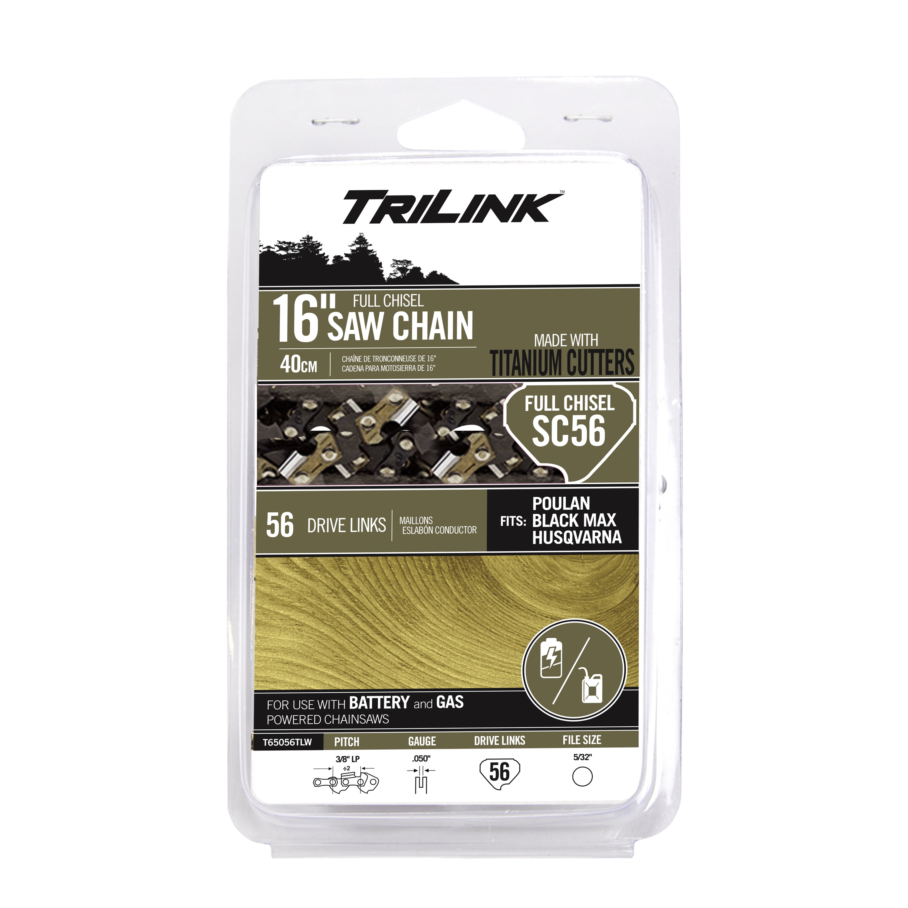 Trilink Saw Chain SC56 - 16" Semi Chisel Titanium Saw-Chain, 56 Drive Links