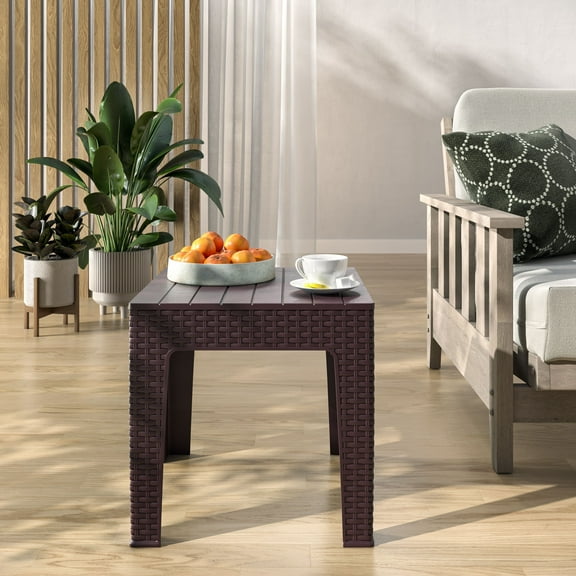 Trillia Resin Patio End Table, Brown