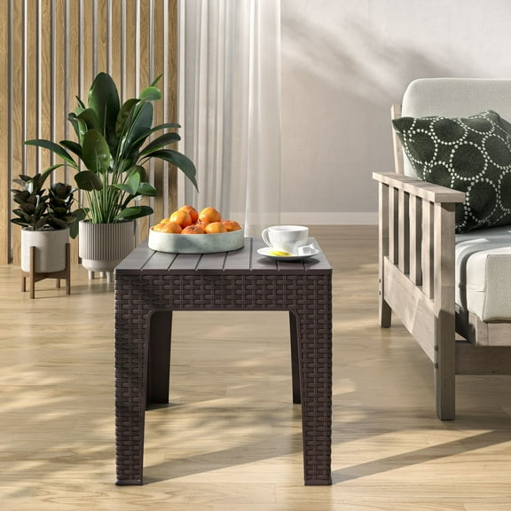 Trillia Resin Patio End Table, Wenge Brown
