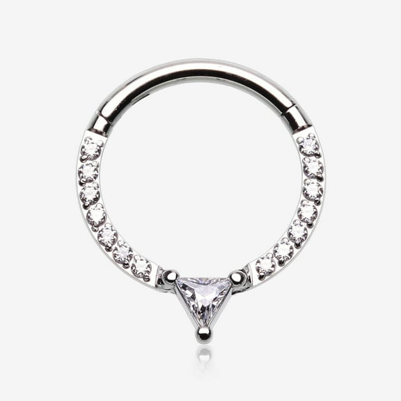 Trilliant Sparkle Multi-Gem Steel Seamless Clicker Hoop Ring