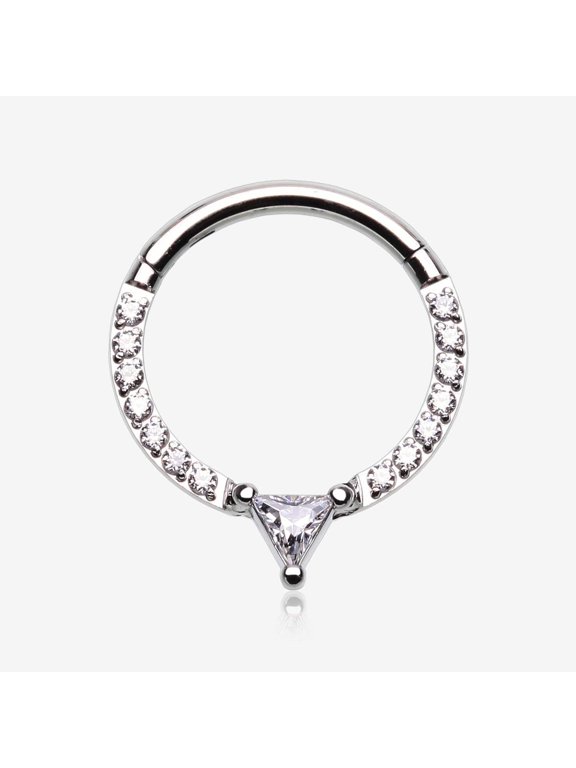 Trilliant Sparkle Multi-Gem Steel Seamless Clicker Hoop Ring