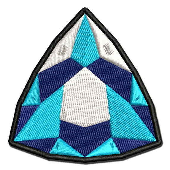 Trilliant Triangle Gem Diamond Cut Jewelry Applique Multi-Color Embroidered Hook & Loop Patch - 3.5 Inch Large