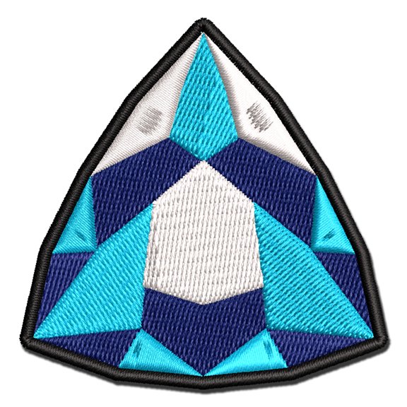 Trilliant Triangle Gem Diamond Cut Jewelry Applique Multi-Color Embroidered Iron-On Patch - 2.0 Inch Mini
