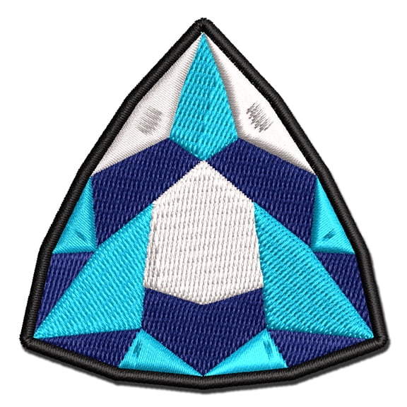Trilliant Triangle Gem Diamond Cut Jewelry Applique Multi-Color Embroidered Iron-On Patch - 2.5 Inch Small