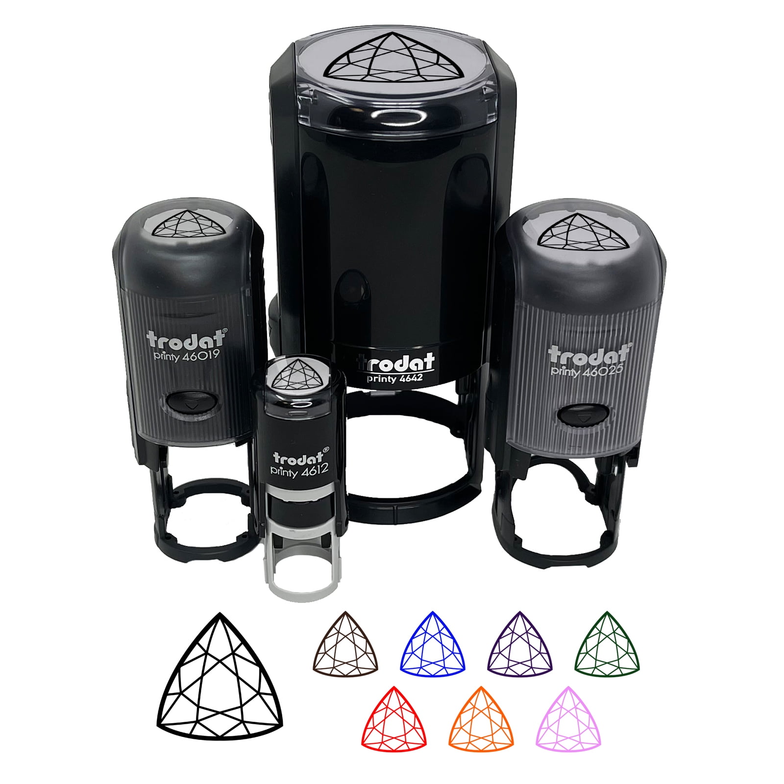 Trilliant Triangle Gem Diamond Cut Jewelry Self-Inking Rubber Stamp Ink Stamper - Blue Ink - Small 3/4 Inch