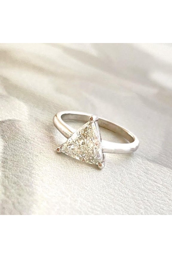 Trillion Cut 2Ct Ring Diamond Lab-Created Plated White Gold 14K