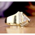 thumbnail image 1 of Trillion Cut Bezel Set Diamond Engagement Ring, Baguette Halo Diamond Ring, 2.2 Ct Simulated Diamond, 14K Yellow Gold Plated, Anniversary Gifts For Her, 1 of 5