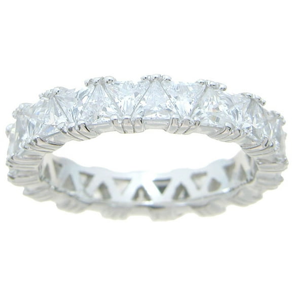 Trillion Cut CZ Sterling Silver Vintage Wedding Anniversary Band for Women (9)