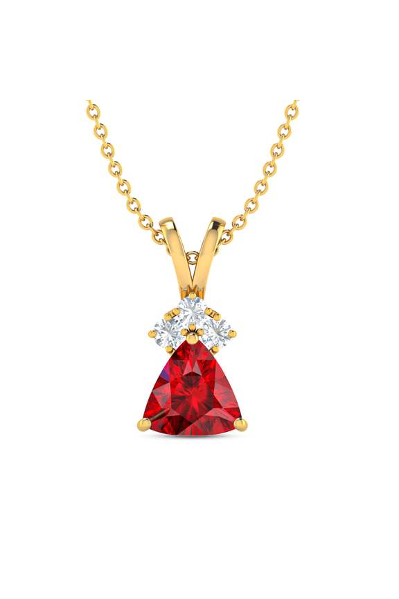 Trillion Cut Garnet V-Bale Gold Plated Solitaire Pendant Gift For Bridal Shower || Ali Baba Jewellery