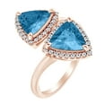 thumbnail image 1 of AFFY Trillion Cut Simulated Blue Topaz With Natural Diamond Halo Style Engagement Ring In 14K Solid Rose Gold, 1 of 1