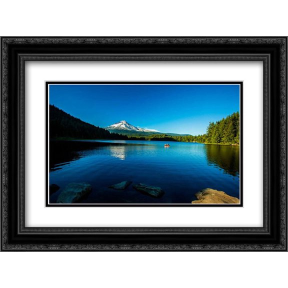 Trillium Lake I 2x Matted 24x18 Black Ornate Framed Art Print by Clayton-Thompson, Philip