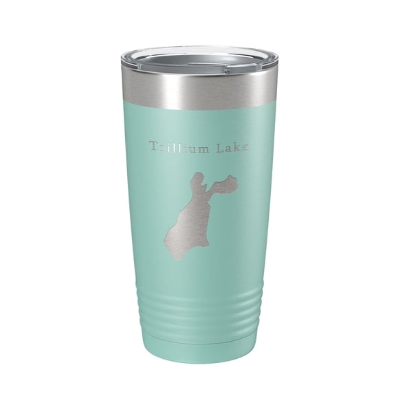 Trillium Lake Map Tumbler Travel Mug Insulated Laser Engraved Coffee Cup Oregon 20 oz Teal