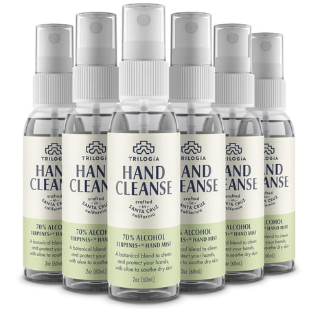 Trilogia Hand Sanitizer Spray with Moisturizing Aloe Vera 70% Alcohol Disinfectant 2 oz - 6 Pack