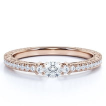 18k Rose Gold Eternity Filigree Leaf Diamond Engagement Wedding Band ...