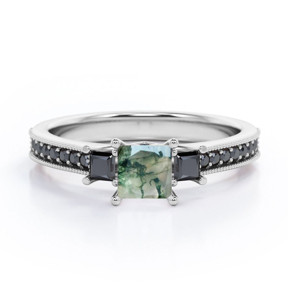 Flush Chanel Design - 0.3 TCW Round Brilliant Cut Diamond - 6 Prong Tension Engagement  Ring - 10K Rose Gold 