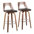 thumbnail image 1 of Trilogy Mid-Century Modern Barstool In Walnut And Brown Faux Leather - Set Of 2, 1 of 7
