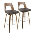 thumbnail image 1 of Trilogy Mid-Century Modern Barstool in Walnut and Brown Faux Leather by LumiSource - Set of 2, 1 of 8