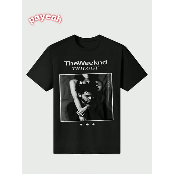 Trilogy Print T-Shirt Summer Hip Hop Retro Short Sleeve T-Shirt 100% cotton