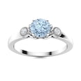 thumbnail image 1 of Trilogy Ring! 5 MM Round Aquamarine 925 Sterling Silver Women Jewelry, 1 of 3