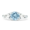 thumbnail image 1 of Trilogy Ring Round Pear Teardrop Aquamarine Cubic Zirconia White Tone 925 Sterling Silver, Size 7, 1 of 7