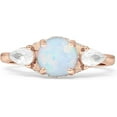 thumbnail image 1 of Trilogy Ring Round Pear Teardrop White Opal Rose Tone 925 Sterling Silver, Size 8, 1 of 7
