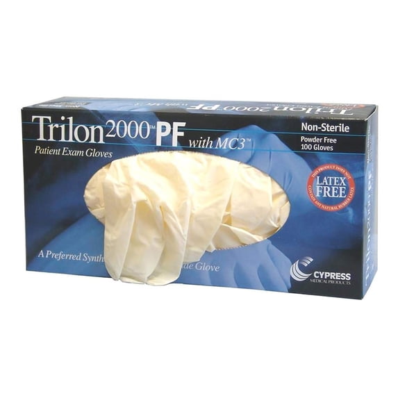 Trilon 2000 PF with MC3 Vinyl Exam Gloves, Powder-Free, Latex-Free, Small, 100 Count, 1 Box