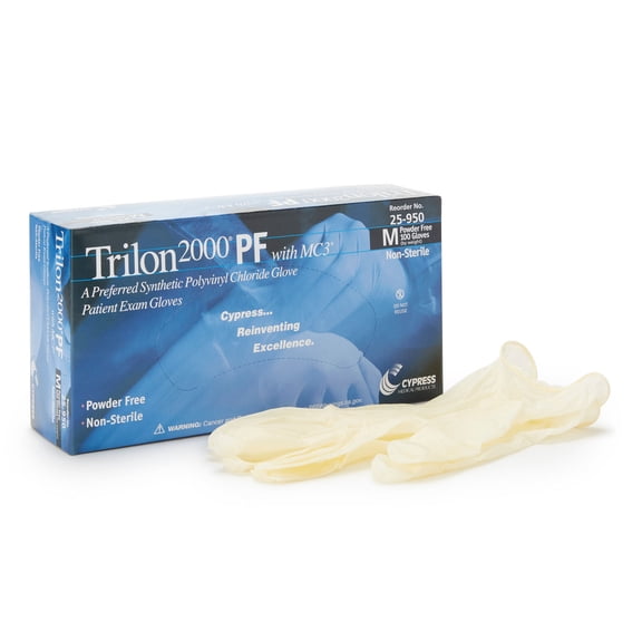 Trilon 2000 PF with MC3 Vinyl Gloves, Powder-Free, Latex-Free, Medium, 100 Count, 1 Box