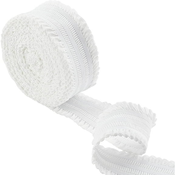 Trim Elastic Band 2" Wide Frilly Elastic Ribbon White Lacework Elastic Gripper Band