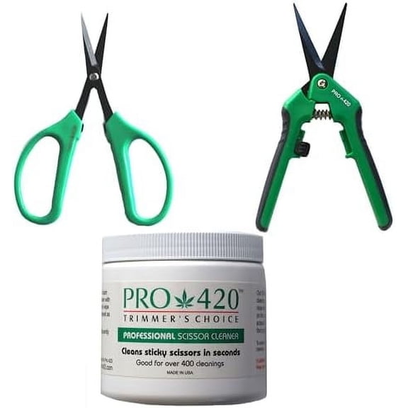 Trim Kit (Spring Loaded Scissors, Bonsai Scissors, Cleaning Solution) Bud Trimming$$Garden &