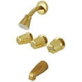 thumbnail image 1 of Trim Kit for 3-Handle Shower Valve, Fit Price Pfister Compression Stem Shower, Polished Brass PVD Finish -by Plumb USA, 1 of 5
