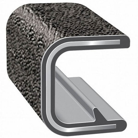 Trim-Lok Edge Trim, 25 ft L,Black, PVC, 1/4 in W 75B3X1/16-25