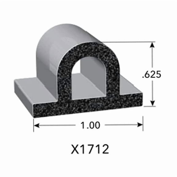 Trim-Lok Seal, EPDM Rubber, Black, 25 ft L X1712BT-25
