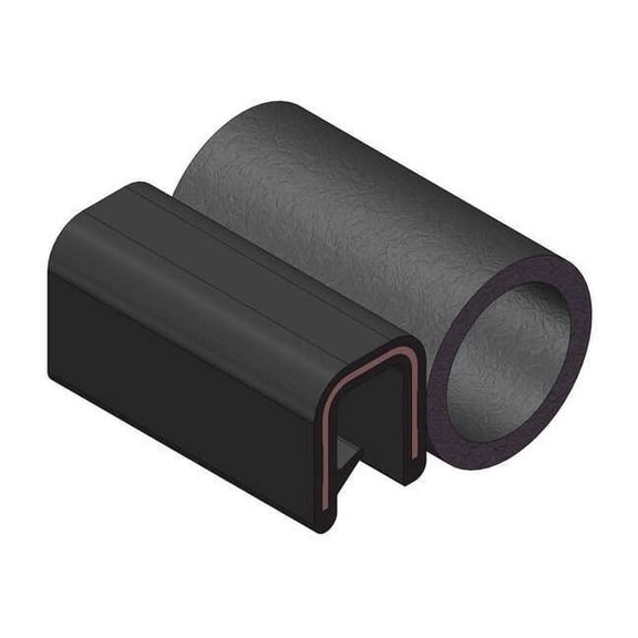Trim-Lok Trim Seal, 25 ft L,Black, PVC, 7/32 in W 6100B3X1/16A-25