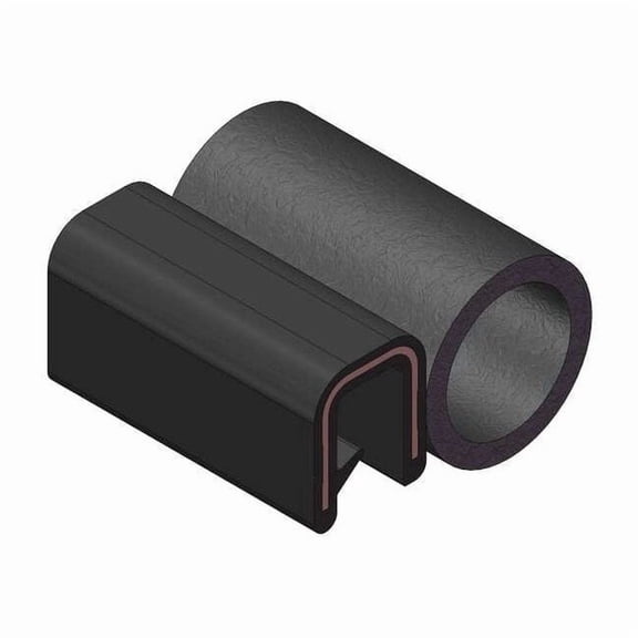 Trim-Lok Trim Seal, 25 ft L,Black, PVC, 7/32 in W 6100B3X1/16A-25