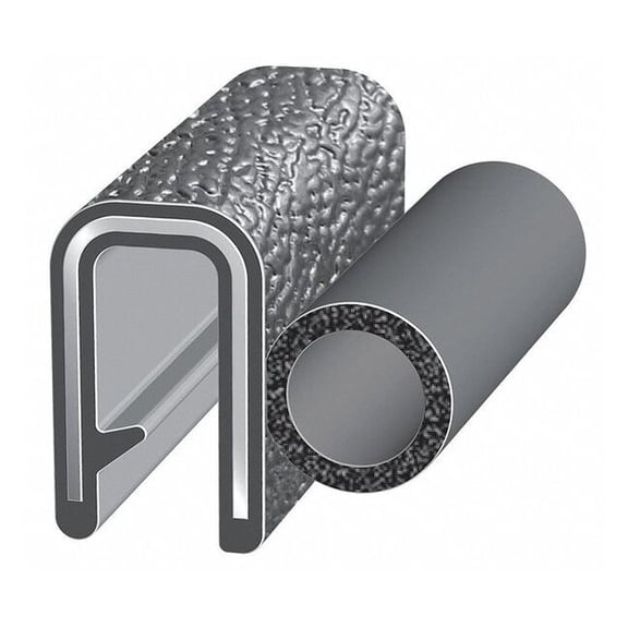 Trim-Lok Trim Seal,100 ft L,Black, PVC, 5/16 in W 6100B3X1/8A-100