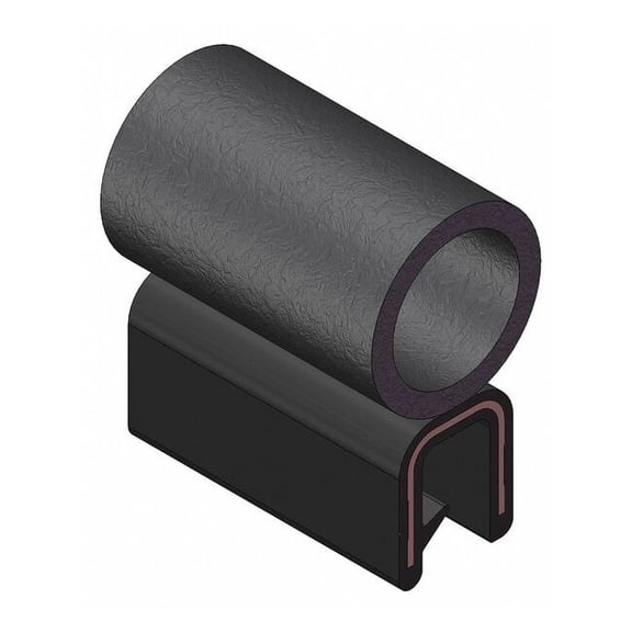 Trim-Lok Trim Seal, 25 ft L,Black, PVC, 3/8 in W 6100B3X3/16C-25