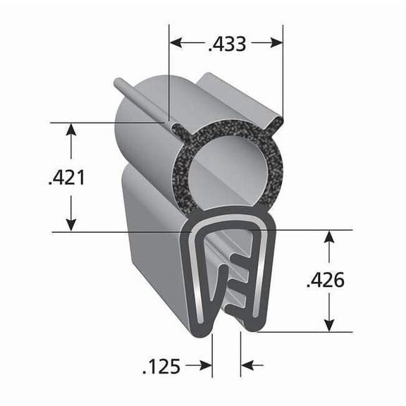 Trim-Lok Black Vinyl Seal 100 ft L, 7/16 in W, 7/8 in H DDA2513-100