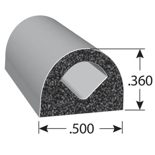 Trim Lok X108HT-25  Weather Stripping 25 ft.x 1/2" EPDM Sponge Rubber D-Shaped