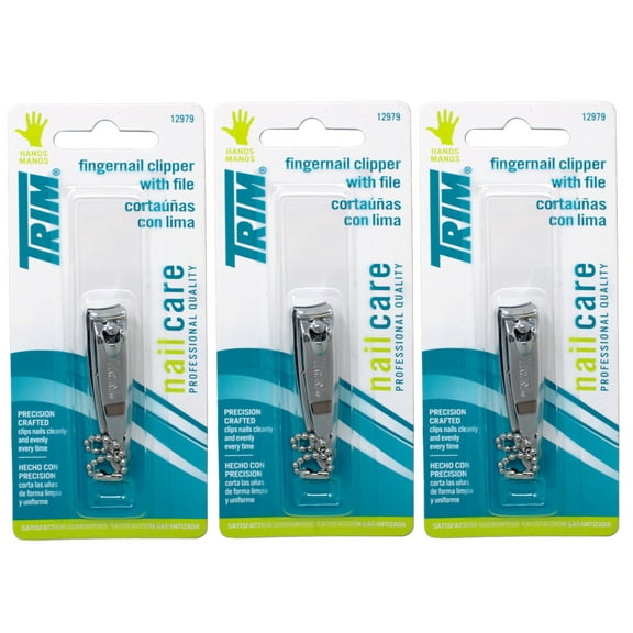 Trim Nailcare Fingernail Clipper with File, 6 Ea, 3 Pack